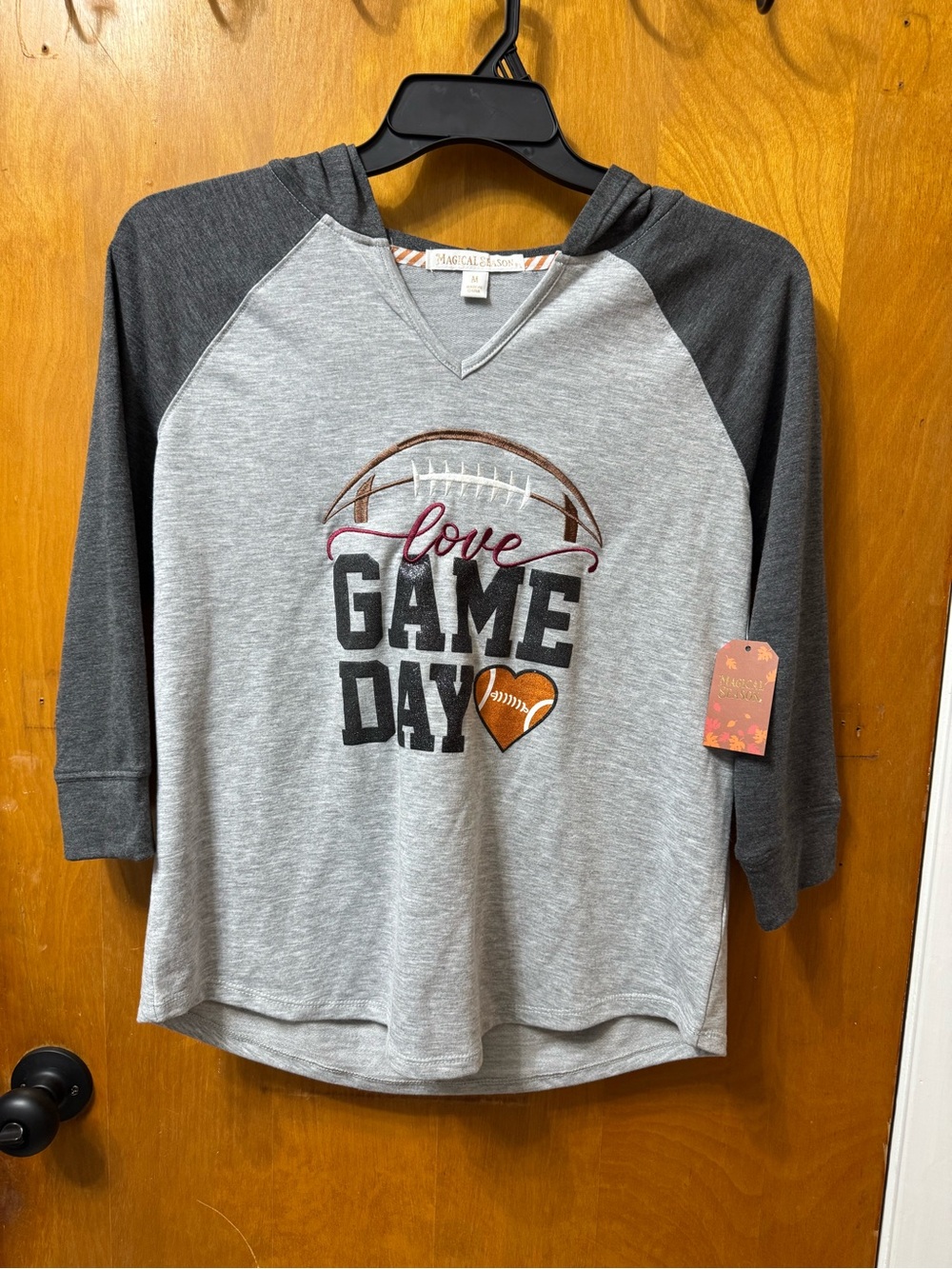 Women’s Gray 'Love Game Day' Hooded Tee